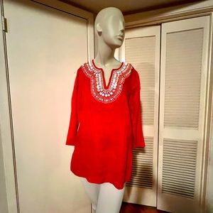 Red Talbots shirt.